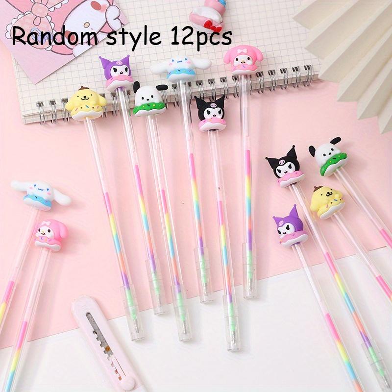 

12Pcs Hello Kitty Sanrio Creative Cute Pastel Gel Pen Cartoon Kuromi Multicolor Highlighter Cute Cinnamoroll Stationery Supplies School Office Pen Random style 12Pcs