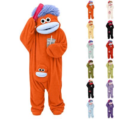 Adult Funny Pajamas with Slippers and Comb for Couples Loungewear