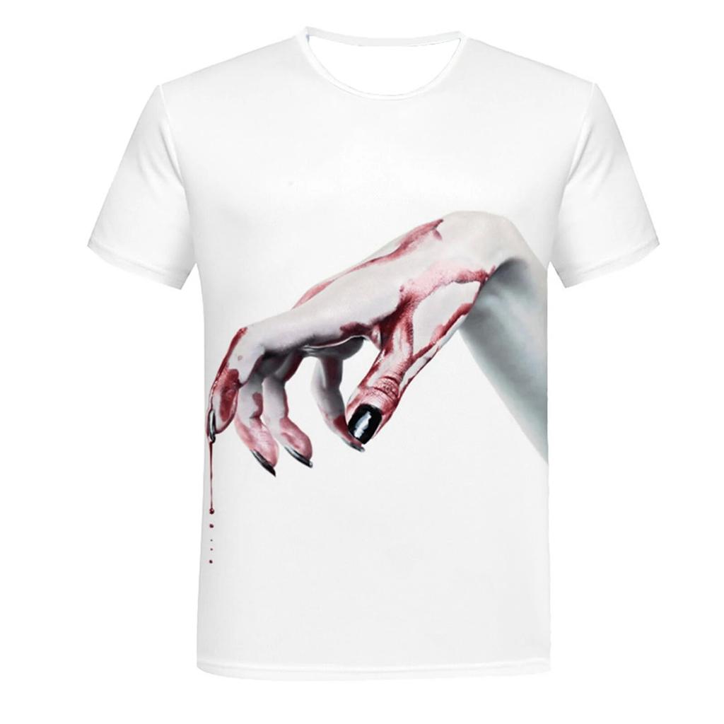 Magliette Stampa 3D Sangue Horror di Halloween Uomo Donna Manica Corta T-Shirt Hip Hop Oversize Harajuku Y2k Magliette Top Abbigliamento Unisex