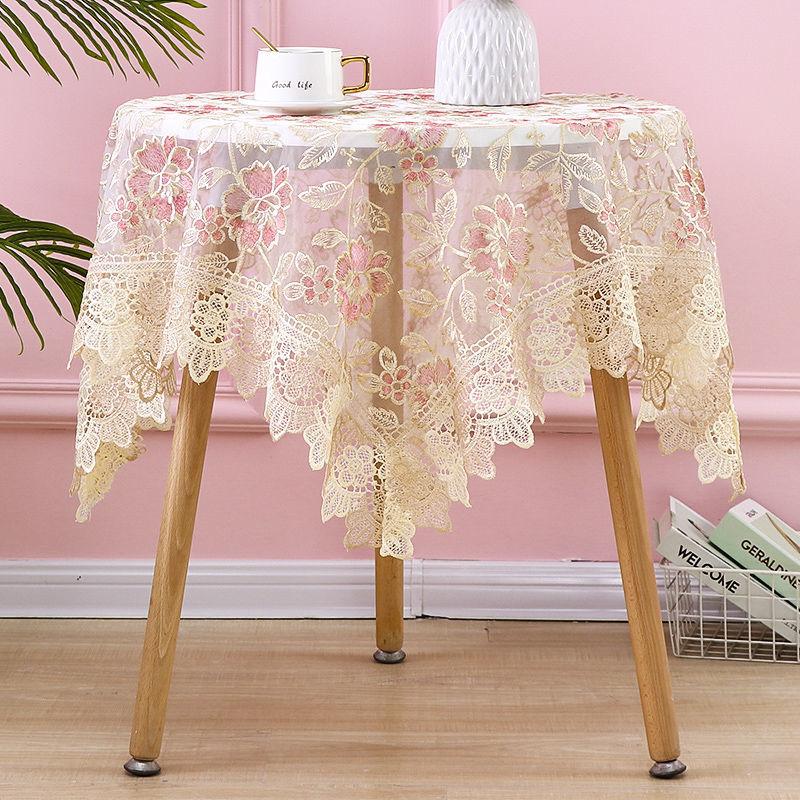 Round Table Cloth Lace Tea Table Cloth, Rectangular Dining Table Square Table Yarn Embroidery Bedside Table Cover Cloth  Multi-purpose Cover Cloth