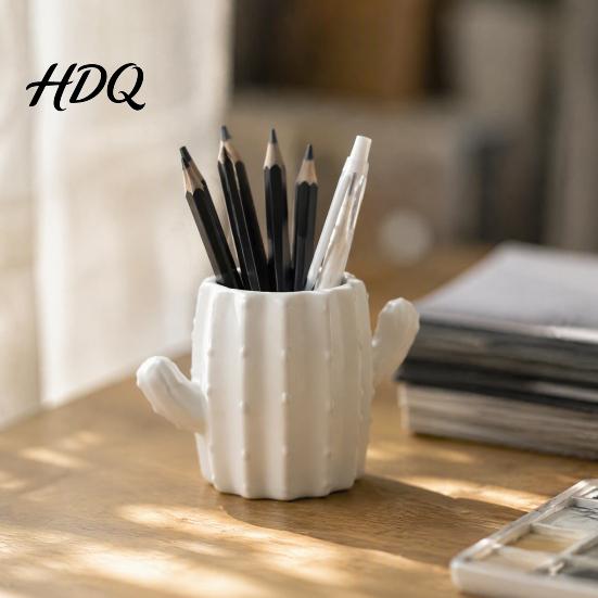 Creative Stationery Holder 3D Printed Cactus Pen Holder Cute Desk Organizer for Pencils Desktop Office Makeup Brushes Multifunctional Storage