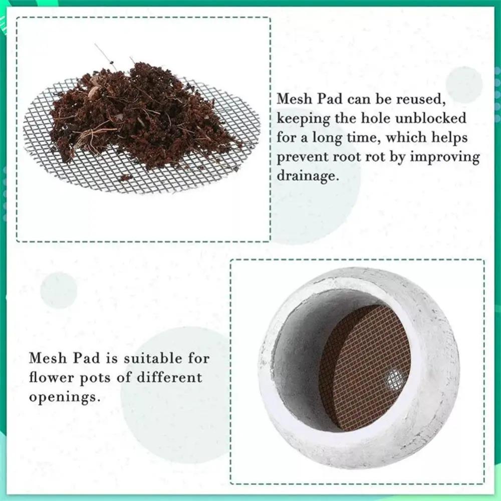 50 Stück Blumentopf-Lochgitter-Pad, atmungsaktive Bonsai-Netz-Drainagesiebe, Bonsai-Topf-Bodengittermatte, Drainage-Netzlochsieb