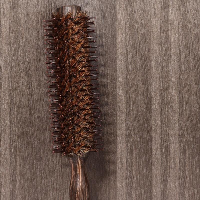 Small Round Hairbrush with Boar and Nylon Bristles Perfect for Blow Drying and Styling Short Thin Fine Hair