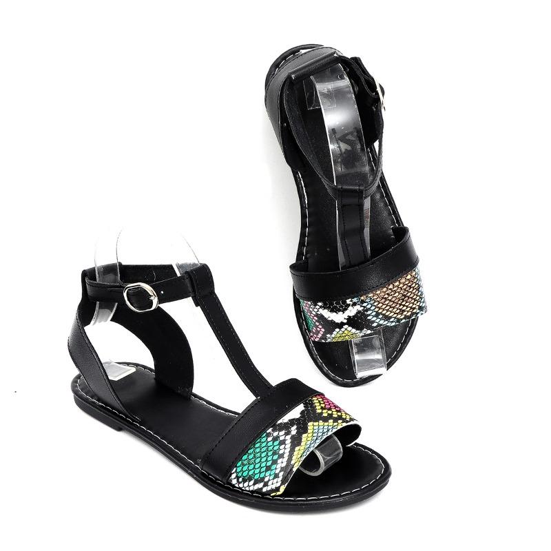 Fashion Plus Size 2025 Summer Rome Women's Mixed Colors Sandals Ankle-wrap Low Heel Buckle Strap Sandals for Outdoor Daily Beach Shoes