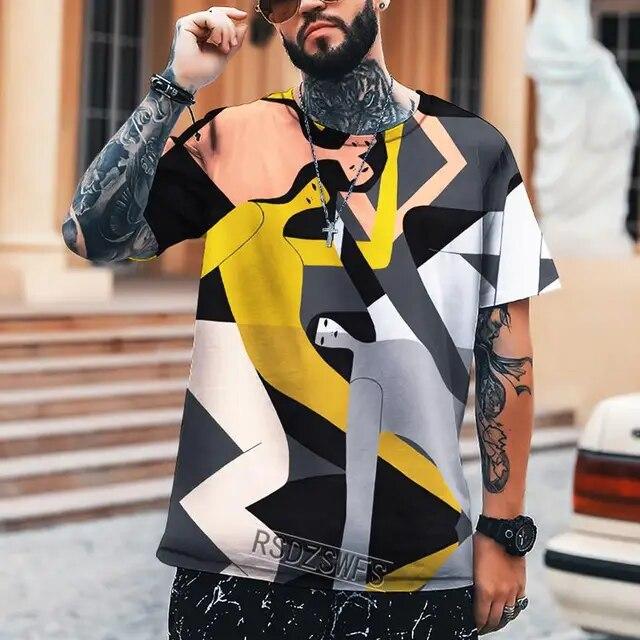 Letní pánské tričko Umění různých rozměrů 3D tisk Pánské topy Humorné Abstraktní Vtipné Šití Vysoká kvalita