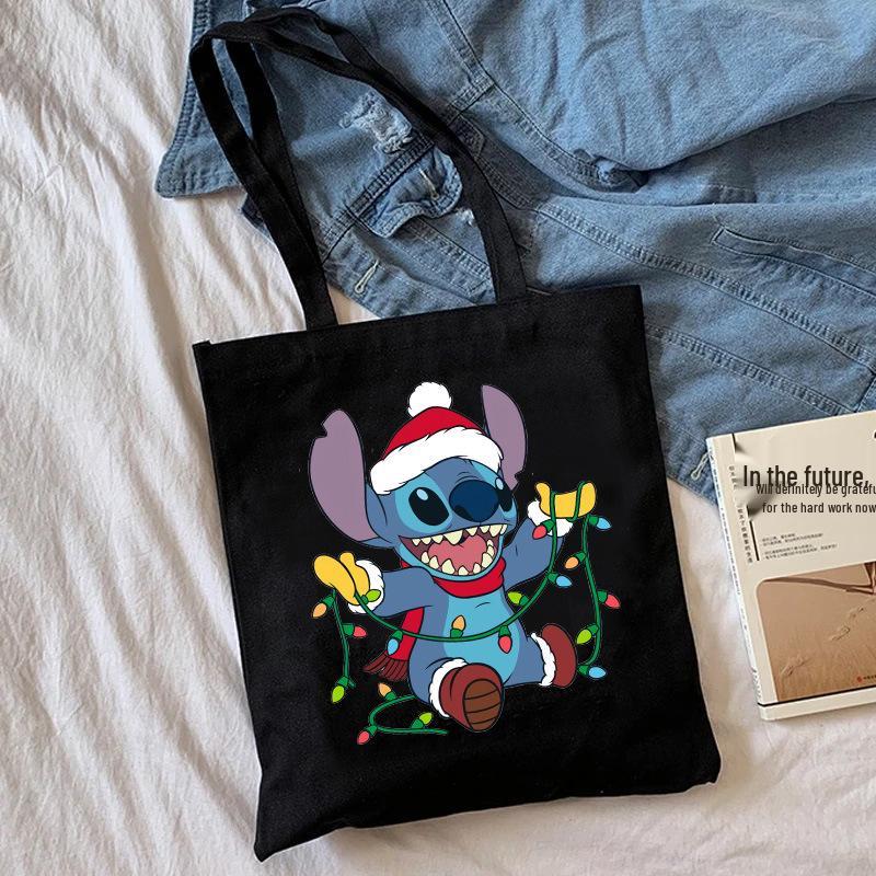 Lilo & Stitch Print Canvas Shoulder Backpack and Shopping Bag