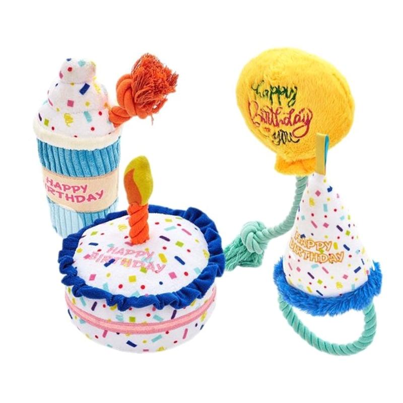 Durability Birthday Themed Dog Chew Toy Machines Washable Dog Chew Toy For Indoor Outdoor Playtimes