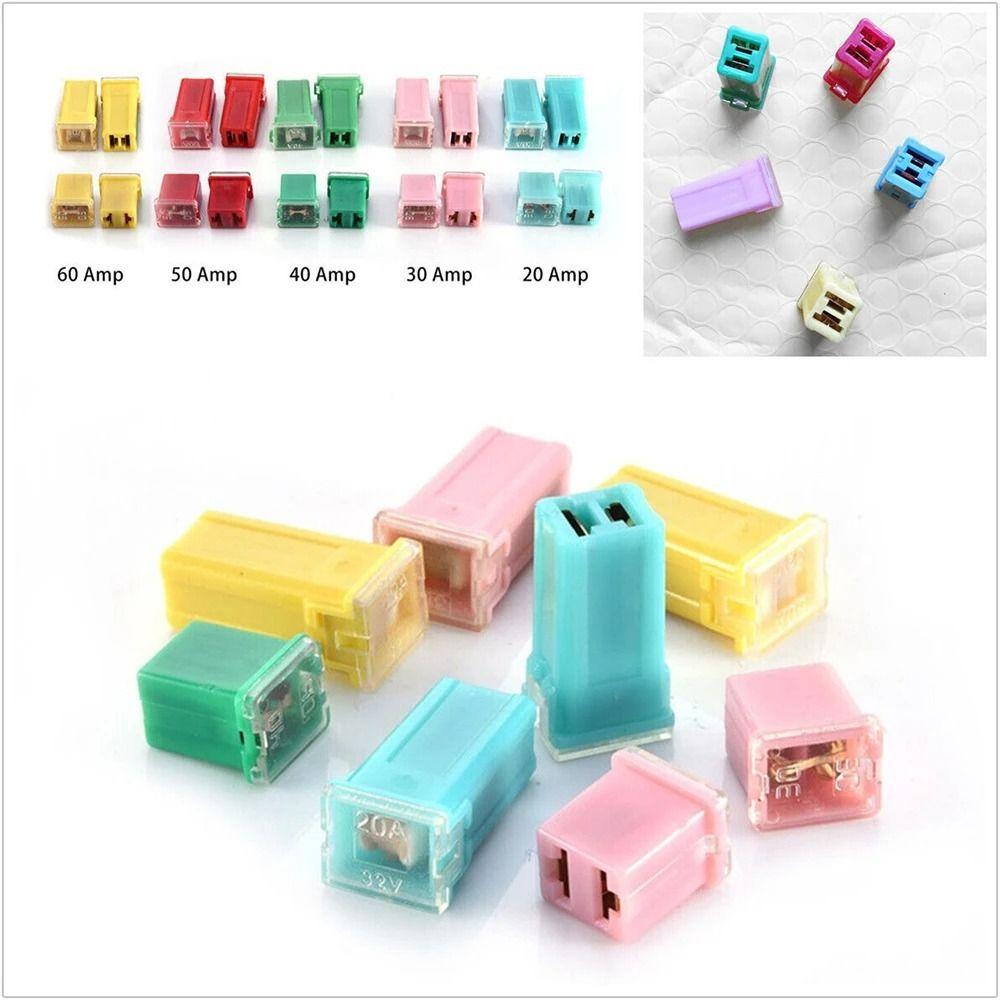 20Pcs Mini Size Car Fuse Kit Tall Low Profile Square Set Fuses 20-60A Case Box Fuse Kit Vehicle Use