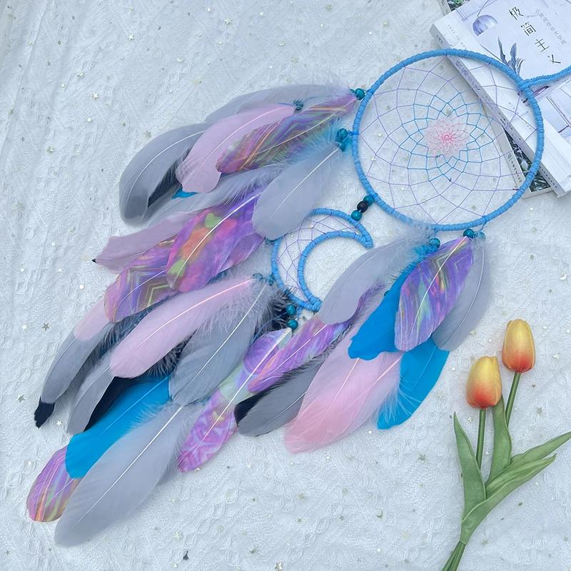 Dream Catcher Hand-woven Colorful Feather Wind Chimes Living Room Bedroom Background Wall Decoration Festival Gifts Home Decor