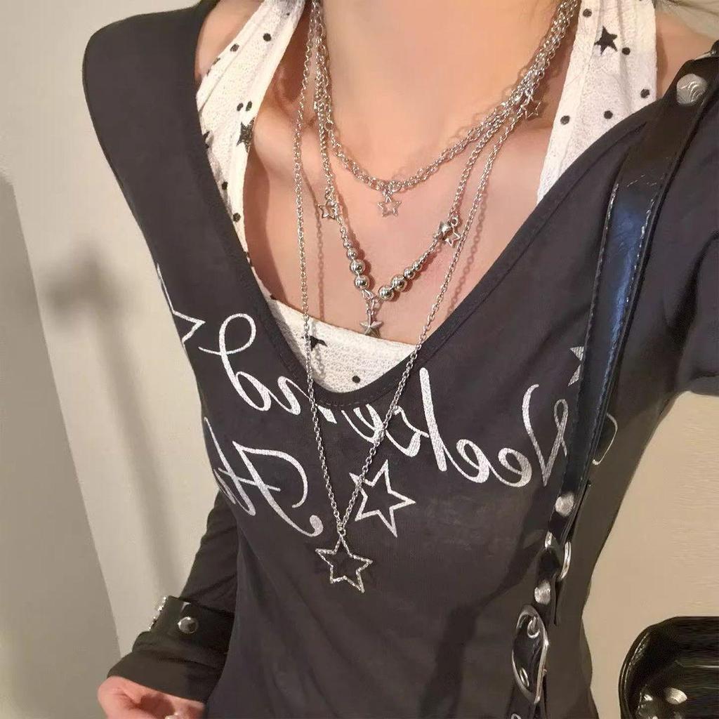 Millennium Spicy Girl Three-Layer Star Necklace: High-End, Versatile Clavicle Chain for Women