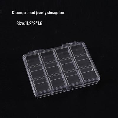 Transparent 12-Grid Plastic Organizer Box for Nail Art, Beads, Electronic Components & Small Items
