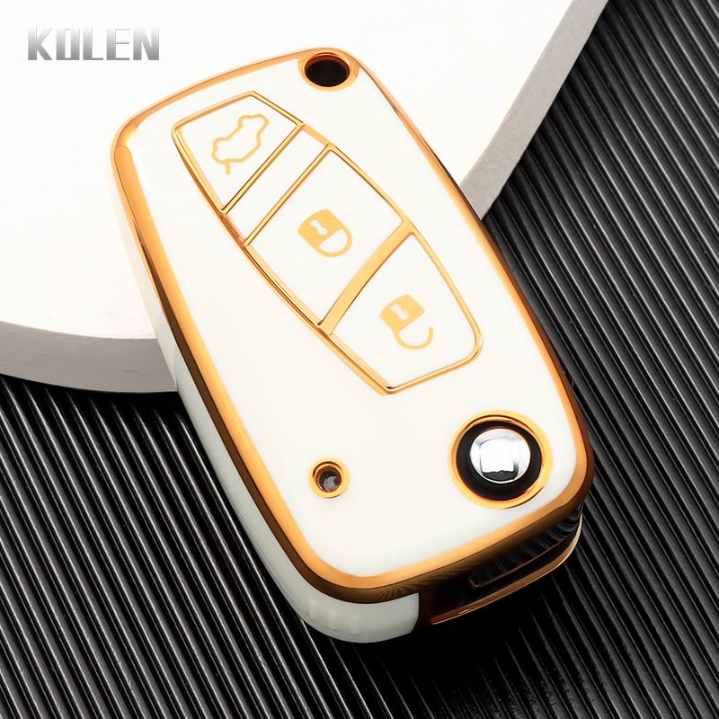 New TPU Car Flip Key Case Cover For FIAT 500 Panda Stilo Ducato Punto Doblo Bravo 3 Buttons Protected Holder Fob Bag Accessories