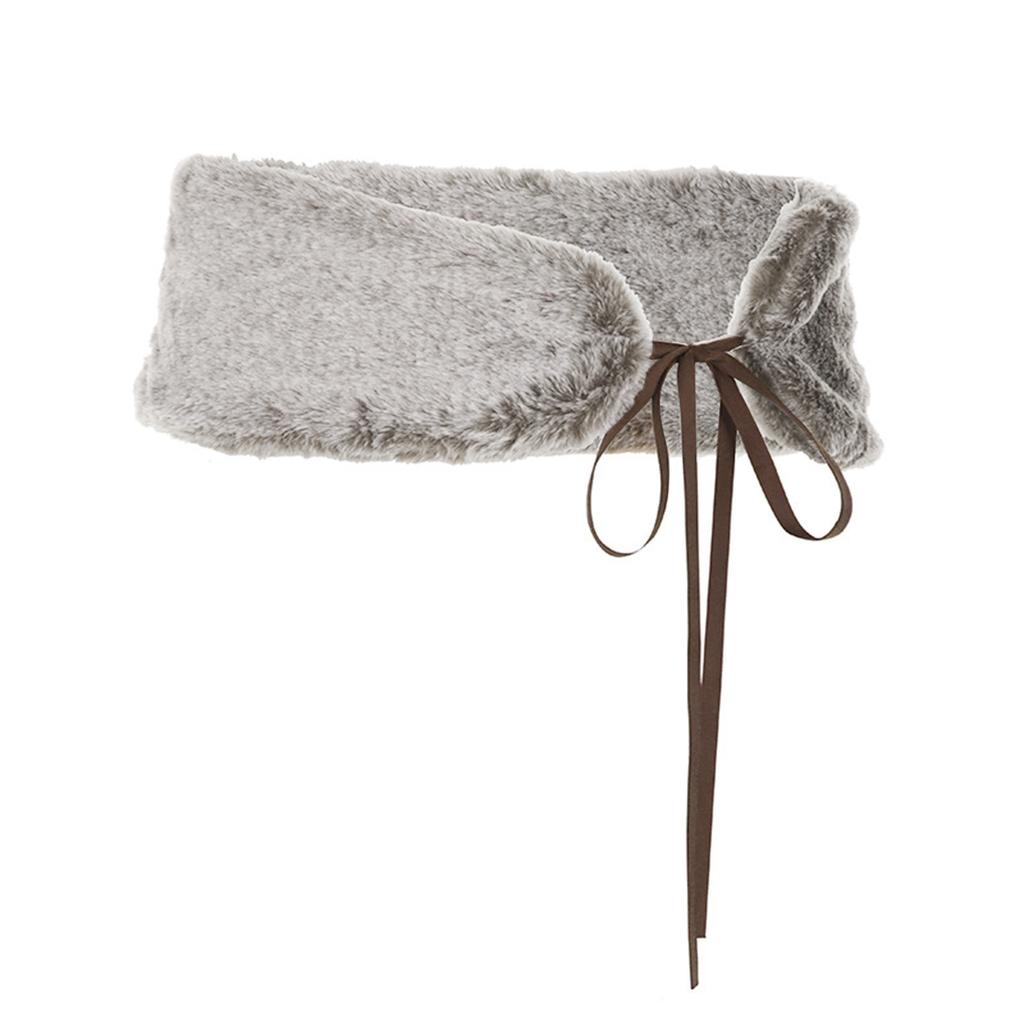 Furred Belt Waistband Tie Belt Unique Plush Luxurious Maillard Color Belt Waistband Tie Belt for Dress