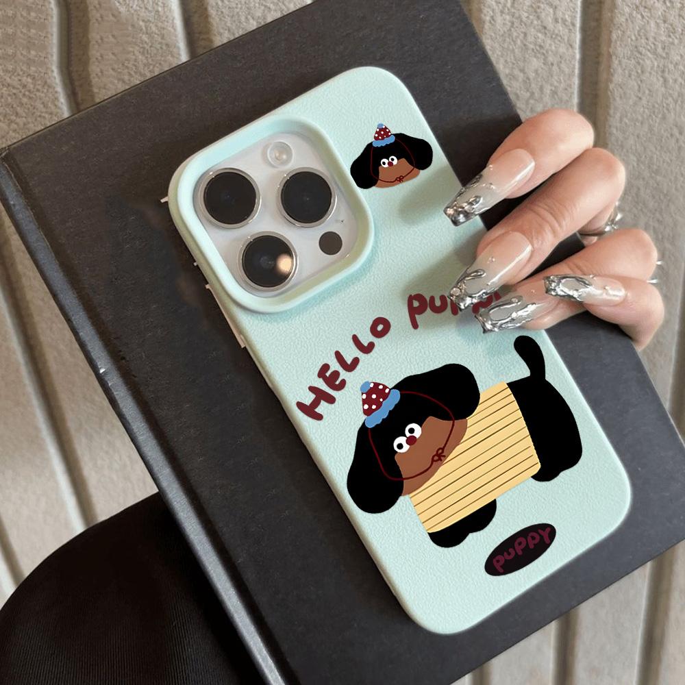 Husă pentru telefon cu senzație de piele pentru iPhone 11 13 16 Pro Max iPhone XR XS Max 14 15 Pro Max 12 13 Pro Max 16 Plus 13 Pro 14 Pro desene animate pictate Macaron Culori