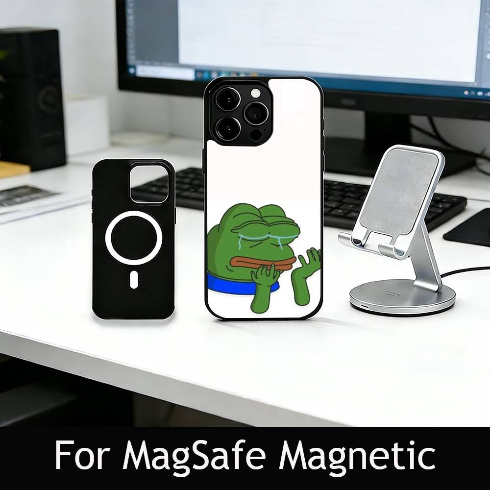 Sad Funny Frog Meme Phone Case For iPhone17,16,15,14,13,12,11 Plus,Pro Magnetic with Magsafe Wireless Charging