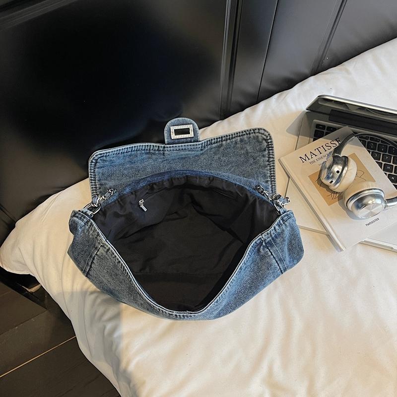 Vintage Denim Shoulder Bag Women's Large Capacity Chain Crossbody Bag