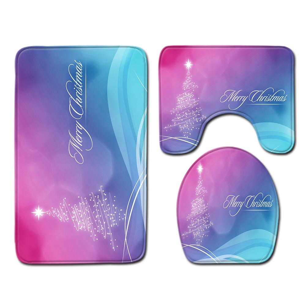 Christmas Bathroom Floor Mat Toilet Three-Piece Set