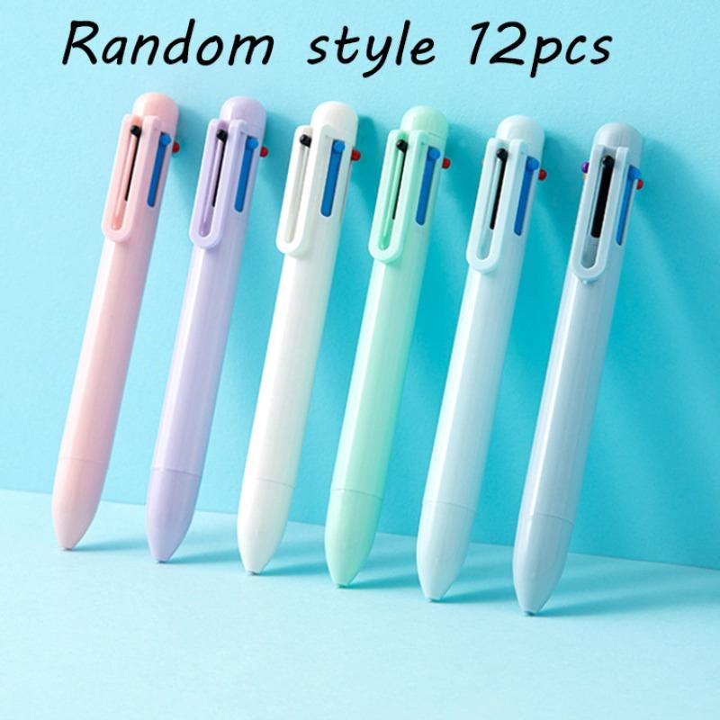 

12pcs 6-Color Ink Ballpoint Pen Press Pen Mini Portable For Students To Write Records Gel Pen Office And Study Stationery Supplies 0.5mm Random style 12Pcs