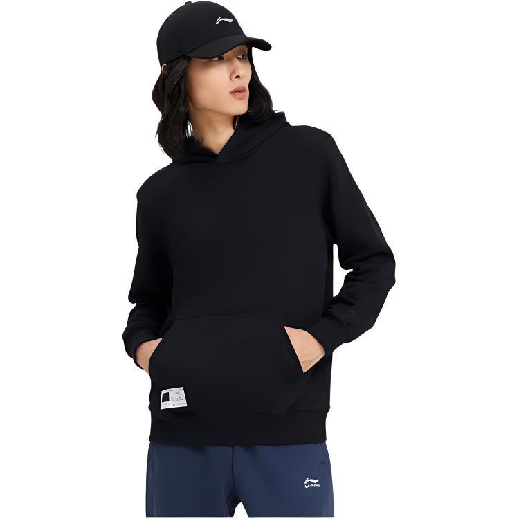 Li Ning Sports Life Collection Sweatshirts Men's Black Hooded Moderate Regular AWDSB15-1