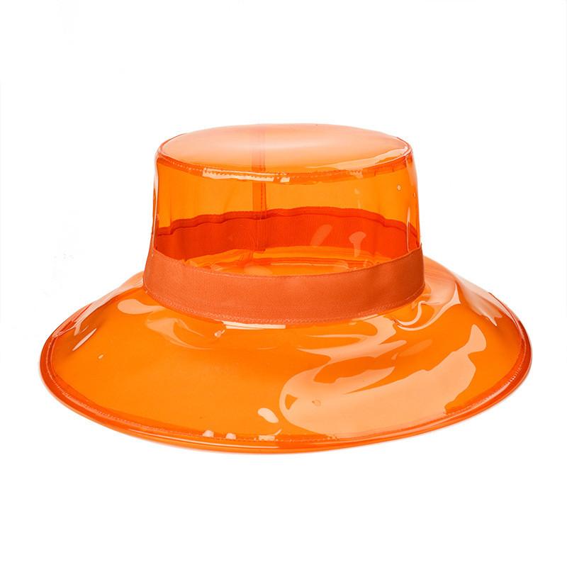 New Fall Season Transparent  PVC Rain Hat Foldable Soft Waterproof Wide Brim Bucket Cap Sun Hat for Women Girls Ladies