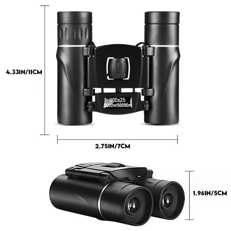 900x25 HD Zoom Portable Powerful Binoculars Long Range BAK4 Telescope Folding Low Light Binoculars for Hunting Camping
