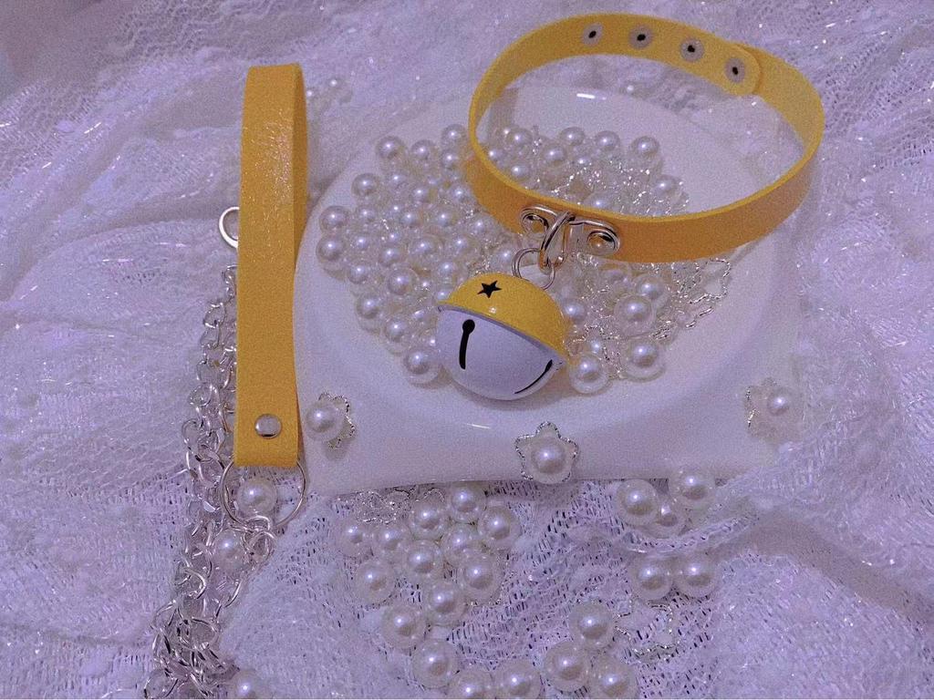Adjustable Kitten Lolita Necklace with Clavicle Bell and Garter Leash - Japanese Chain and Lace Design Erotic Jewelry