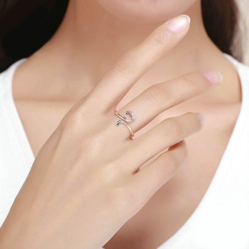 Adjustable Yarn Cat Ears Rings Ornament Modern and Simple Rings Jewelry Personalized Cat Shaped Finger Rings Accessory