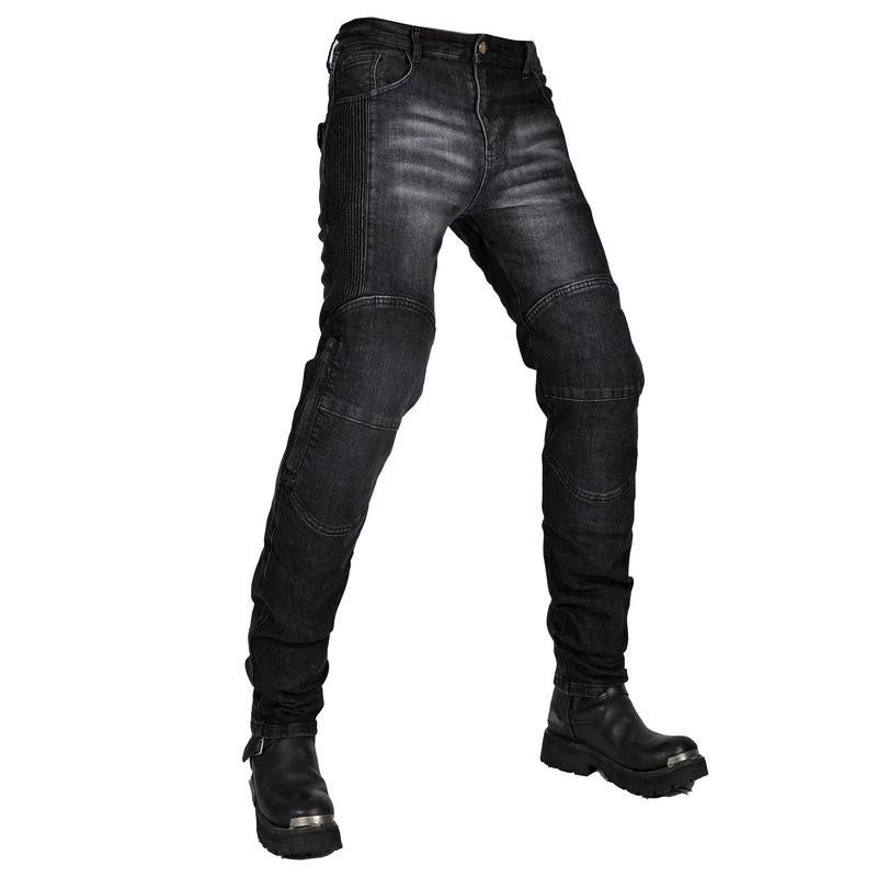 Mens Motorcycle Riding Jeans Anti-Slip Abrasion Resistant Protective Pants With Extended Knee Guards