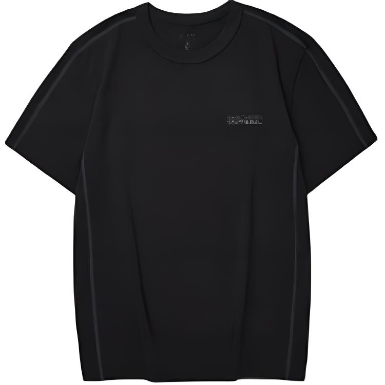 Skechers Letter Print Knitted Round Neck Sports Short Sleeve T-Shirt Men Tops Carbon-Black L324M012-0018 M