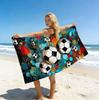 1pc Football pattern design beach towel, ultra-fine fiber absorbent beach towel, football field element beach swimming towel