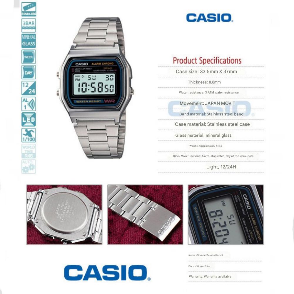 Casio Universal Vintage Retro Digital Free Buckle Wristwatch A158WA-1D