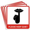 dealzEpic - Please Keep Quiet Sign Sticker - Self Adhesive Peel and Stick Decal | Pack of 4