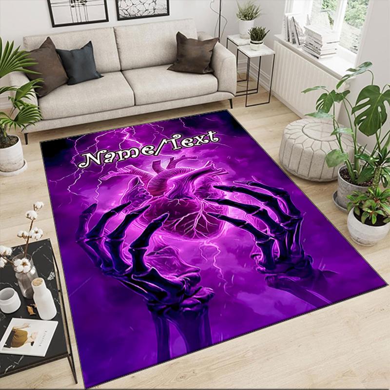 1PC Custom Name Heart Darkness Theme Floor Mat Ideal for Living Room, Game Rooms, Office, Bedroom,Floor Mat Playful Design