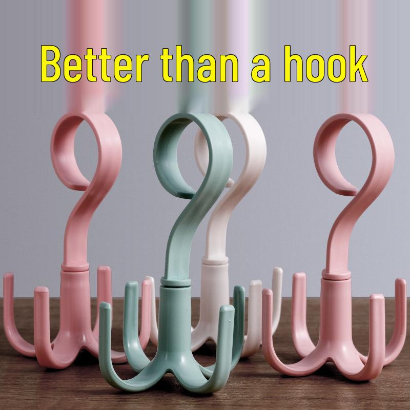 Rotatable Four-Claw Hook Hanger for Hats, Coats, Bags, and Scarves