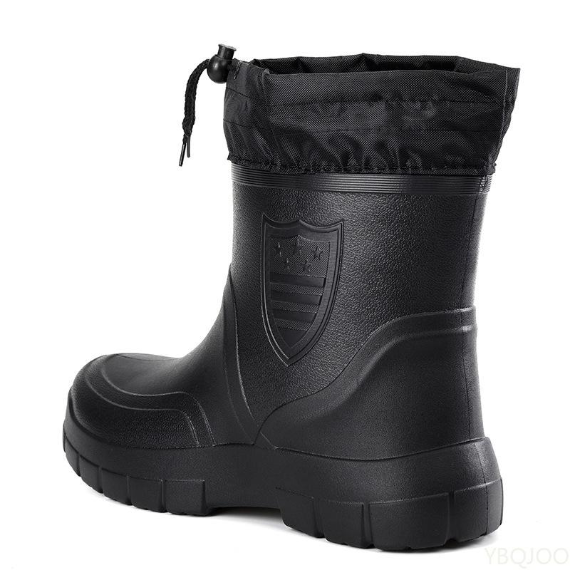 Warm cotton men's low cut rain boots are lightweight simple comfortable non slip waterproof wear-resistant men's shoes