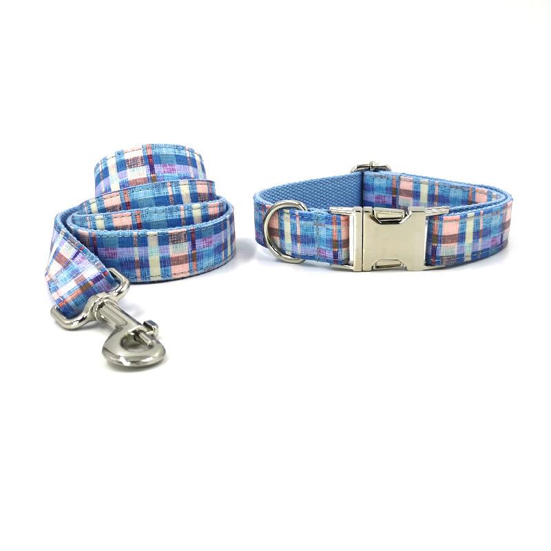 

Checkered Pet Collar Towing Rope Set+Colorful Checkered Dog Neck Strap+Dog Rope Towing