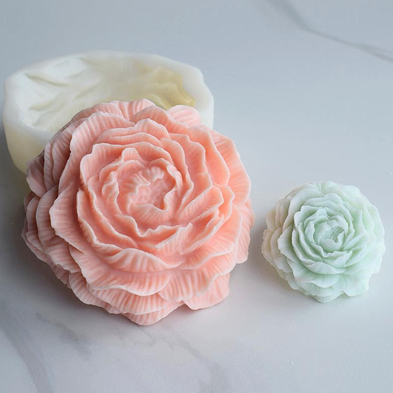 DIY 8-15cm Large Peony Candle Silicone Mold Rose Cake Chocolate Silicone Mold Soap Mold Valentine's Day Gift Rose Flower Mold