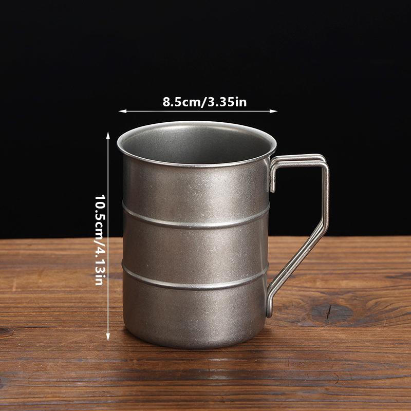 1Pc Retro Old Coffee Water Cup Industrial Style Oil Barrel Mug Outdoor Camping Picnic Beer Mug Drinking Utensils Stainless Stee