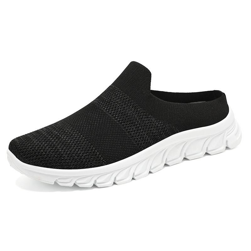 Half-drag men's shoes summer new fly-woven slippers lazy shoes one pedal half-drag casual breathable mesh shoes