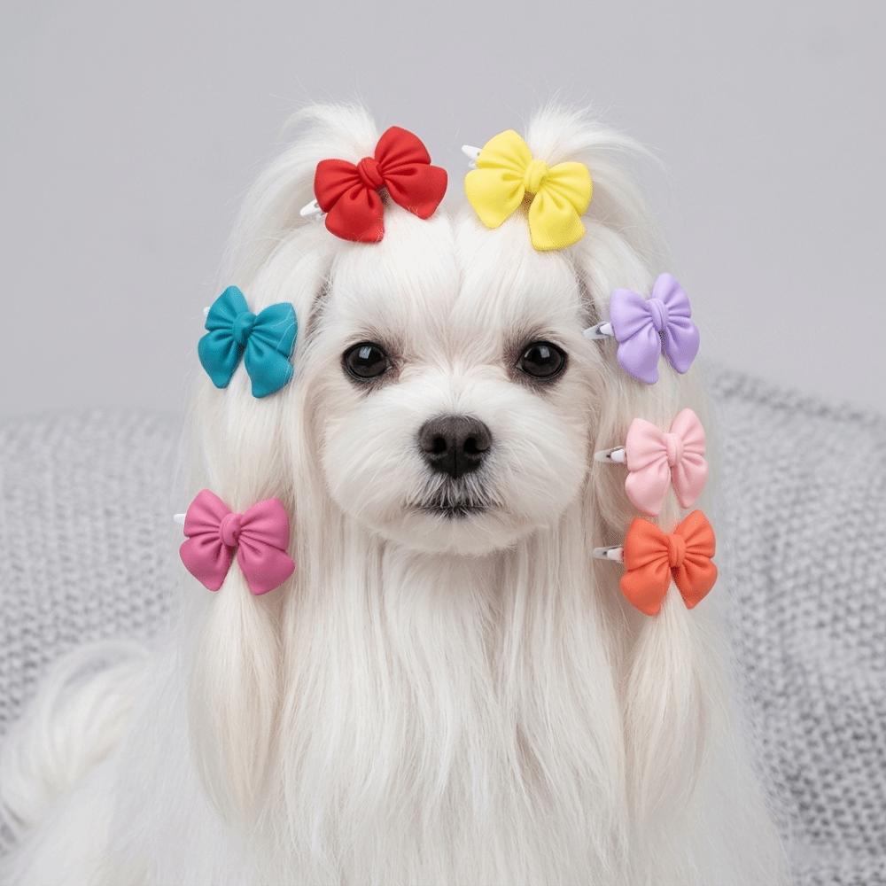 16pcs Multicolor Pet Hair Clip Soft Fabric Cat Hair Accessory Easy Wear Puppy Hair Bow Pet Styling