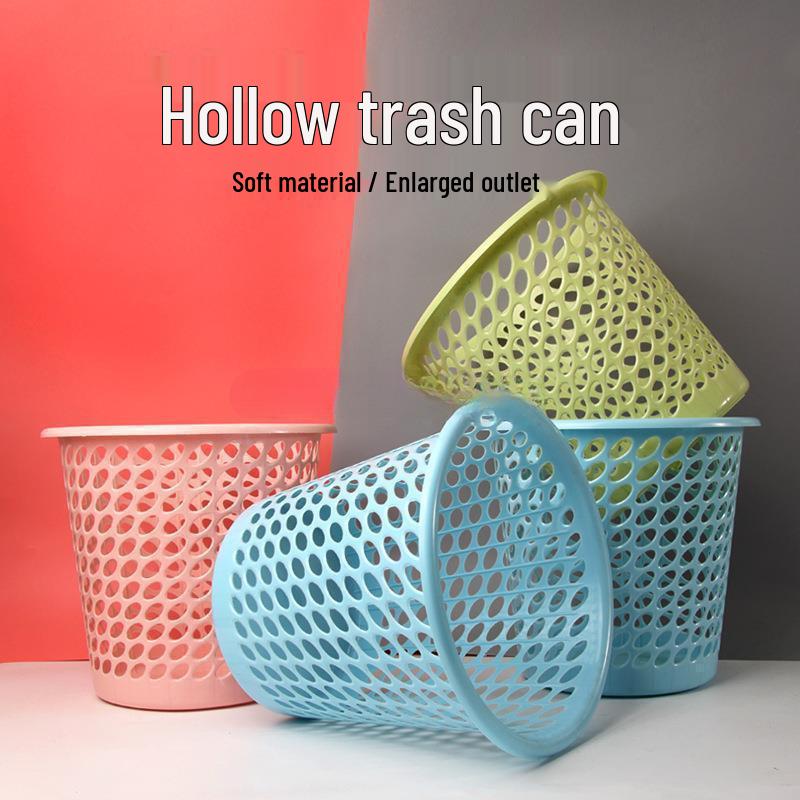 Plastic Trash Can with Hollow Design for Bathroom or Living Room