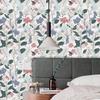 Papel de Parede Verde Branco Papel de Parede Descascar e Colar Papel Contacto Boho para Armários Papel de Parede de Folhas para Quarto Autocolantes Autocolantes