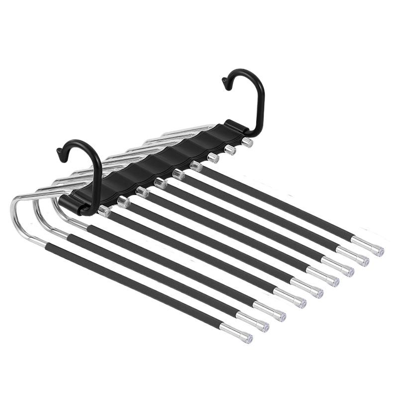 Stainless Steel Multi-Layer Pants Hanger, Foldable 5-Tier Closet Organizer, Non-Slip Space-Saving Rack for Jeans/Skirts