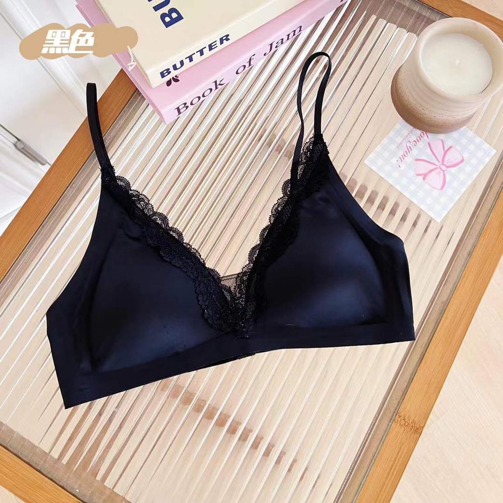 Lace French Seamless Triangle Cup Underwear Thin Small Breasts Gather Comfortable No Steel Ring Bra Sexy Lace