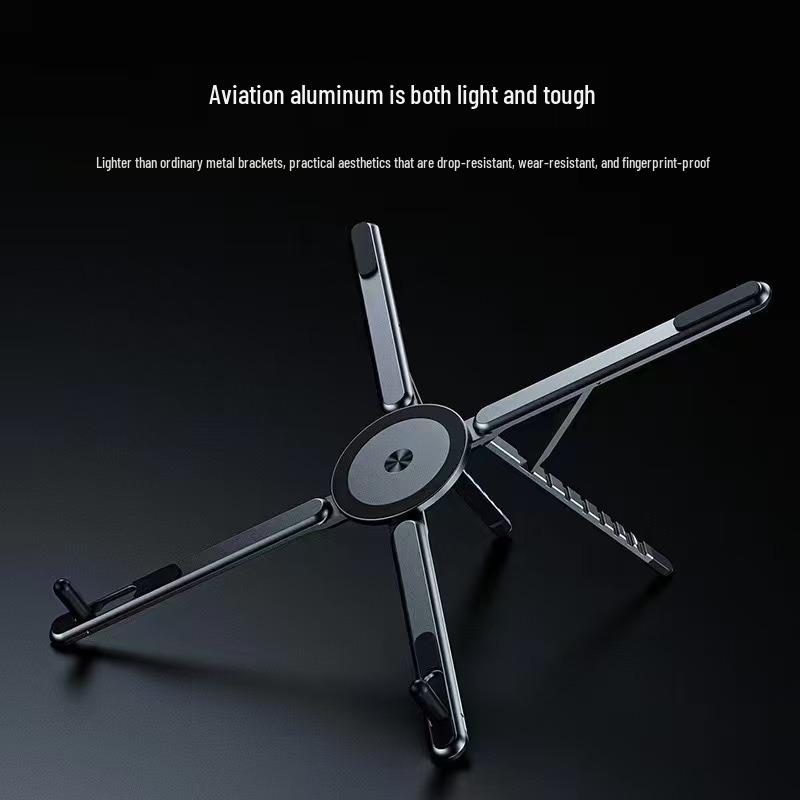 Portable Aluminum Laptop Stand: Stackable, Foldable, Multi-functional Height-Adjustable Support for Desktops.