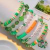 St. Patrick's Day Green Four-Leaf Clover Bracelet Set - Irish Festival Polymer Clay