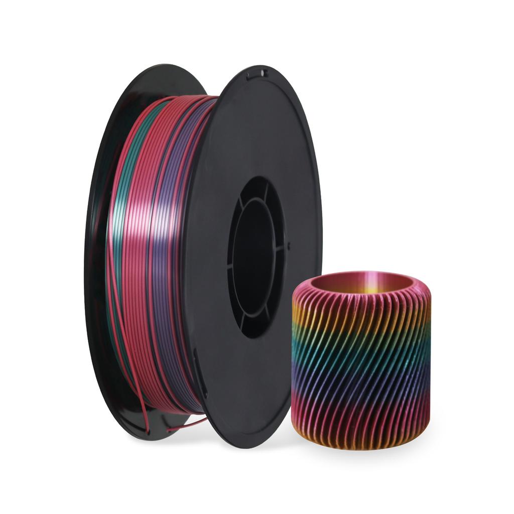 Gradient Rainbow Color PLA Filament 1.75mm 3D Printer Filament 1kg (2.2lbs) Translucent PLA Silk Matte Glitter Gradient Filament