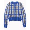 round Neck Single-Breasted Contrast Color Imitation Mink Outerwear Foreign Trade Original Order Loose Version Plaid Autumn and Winter Women Cardigan