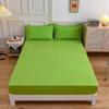Solid Color Soft Polyester Fitted Sheet Elastic Mattress Cover Single Double Bed Set  120/150/160/180/200/220cm/Bed Fitted Sheet