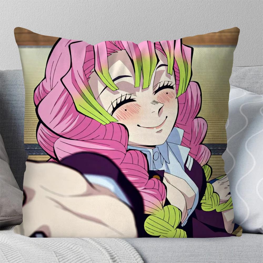 Kanroji Mitsuri Animation Demo Slayer Pillow Case Square Pillow Bedroom Sofa Leisure ComfortCarLiving Room Home Decoration 40X40